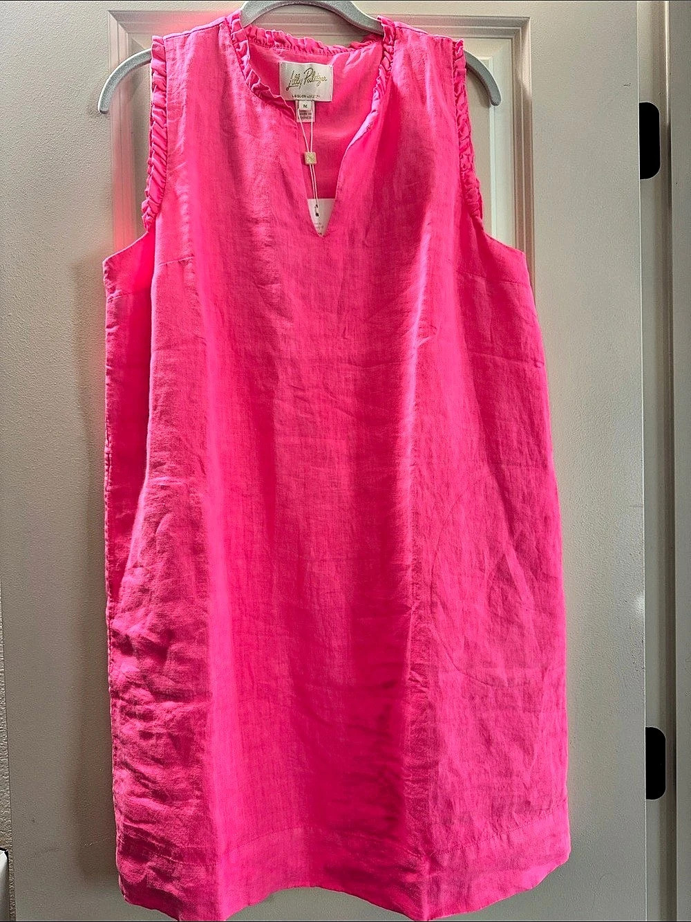 Lilly Pulitzer Minnie Washable Linen Dress Linen Mini Dress in Pink Size Medium